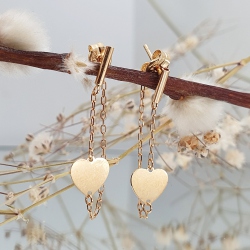 PENDIENTES ORO 18 KT. CORAZÓN CON CADENA