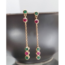 PENDIENTES ORO 18 KT CADENA COLOR