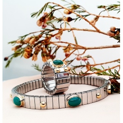 PULSERA NOMINATION ACERO Y ORO ÁGATAS VERDES