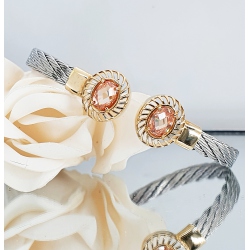 PULSERA ACERO Y PLATA BAÑO ORO TOPACIOS