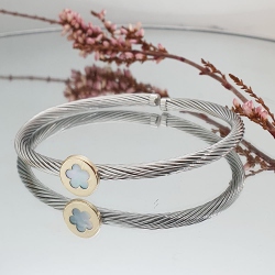 PULSERA ACERO Y ORO FLOR