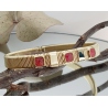 PULSERA ACERO Y ORO 3 PIEDRAS