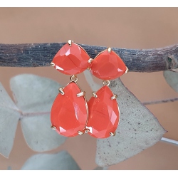 PENDIENTES PLATA BAÑO ORO CORAL