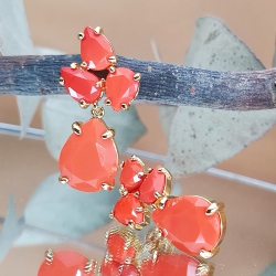 PENDIENTES PLATA BAÑO ORO CORAL
