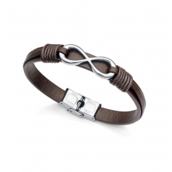 PULSERA VICEROY HOMBRE PIEL MARRÓN Y ACERO