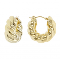 PENDIENTES ORO BRAID TWIST HUG HOOP WSRE00017