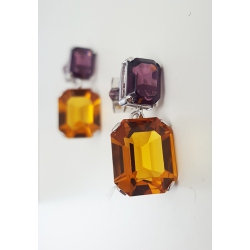 PENDIENTES ORO BLANCO AMATISTA Y CITRINO