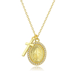 COLLAR CON VIRGEN Y CRUZ CHP. ORO