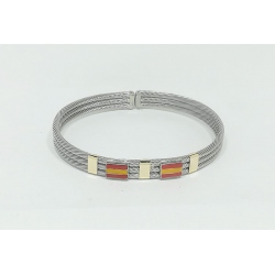 PULSERA BANDERA ESPAÑA ACERO Y ORO