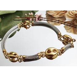 PULSERA ACERO Y PLATA BAÑO ORO