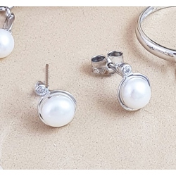 PENDIENTES ORO BLANCO PERLAS
