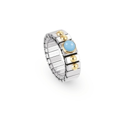 ANILLO NOMINATION ACERO Y ORO TURQUESA