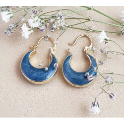 AROS DE ORO ESMALTE AZUL