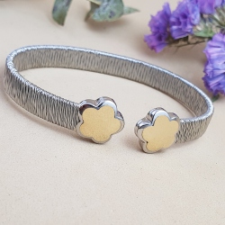 PULSERA ACERO Y ORO FLOR