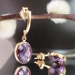 PENDIENTES ORO AMATISTAS