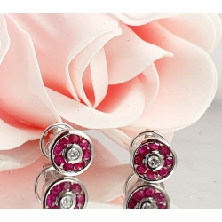 PENDIENTES ORO BLANCO BRILLANTES Y RUBIES