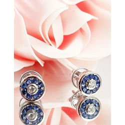 PENDIENTES ORO BLANCO BRILLANTES Y ZAFIROS
