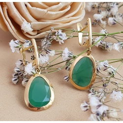 PENDIENTES ORO AGATAS VERDES