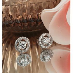 PENDIENTES ORO BLANCO 18 KT. BRILLANTES