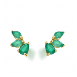 PENDIENTES TIPO EARCUFF TREPADORES DE ORO DE 18K Y ESMERALDAS NATURALES GB133ES