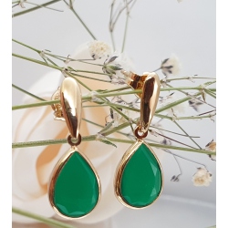 PENDIENTES ORO AGATAS VERDES