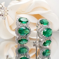 PENDIENTES ORO BLANCO ESMERALDA