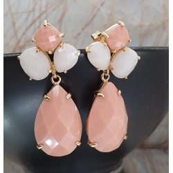 PENDIENTES PLATA CHAPADA AGATAS ROSA