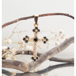 CRUZ ORO 18 KT. ZAFIROS Y CIRCONITAS