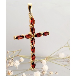 CRUZ ORO 18 KT. GRANATES