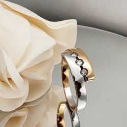 SORTIJA ORO BLANCO Y AMARILLO BRILLANTES