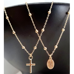 GARGANTILLA ORO BOLITAS, CRUZ