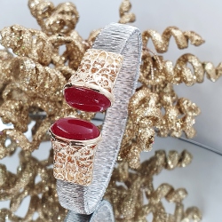 PULSERA ACERO Y PLATA BAÑO ORO