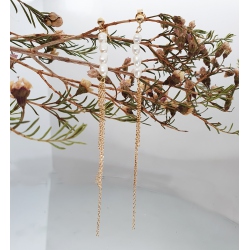 PENDIENTES ORO 18 KT. CADENAS Y PERLAS
