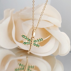 COLGANTE ORO 18 KT. LIBELULA CON ESMERALDAS