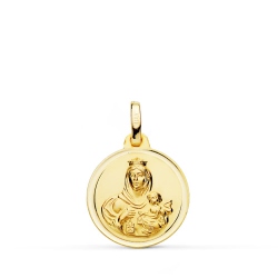 MEDALLA VIRGEN DEL CARMEN ORO 18 K. BISEL 16 MM