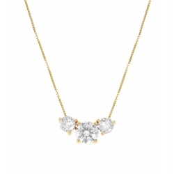 COLLAR COLOUR WAVE CON 3 PIEDRAS ORO