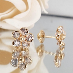 PENDIENTES FLOR ORO 18 KT.