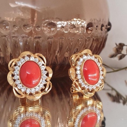 PENDIENTES ORO 18 KT. CORAL NATURAL