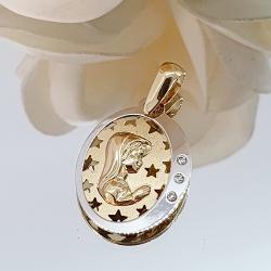 MEDALLA ORO 18 KT. VIRGEN NIÑA ESTRELLAS