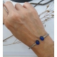 PULSERA ACERO Y ORO ZAFIROS