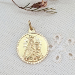 ESCAPULARIO ORO 18 KT. V. CARMEN Y CORAZON JESUS 20 MM