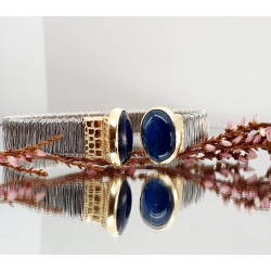 PULSERA ACERO Y PLATA BAÑO ORO