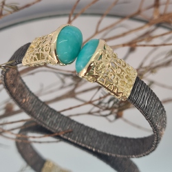 PULSERA ACERO Y PLATA BAÑO ORO