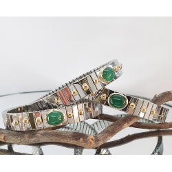 PULSERA DE ACERO Y ORO NOMINATION ESMERALDA