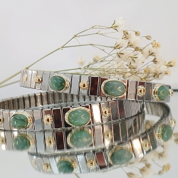 PULSERA ACERO Y ORO NOMINATION ESMERALDAS