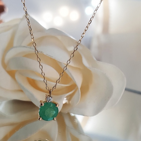GARGANTILLA ORO 18 KT. ESMERALDA Y BRILLANTE