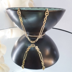 PULSERA ORO 18 KT. ESLABONES COMBINADOS