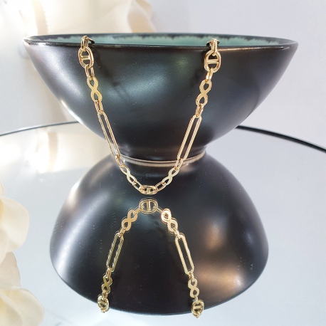 PULSERA ORO 18 KT. ESLABONES COMBINADOS