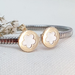 PULSERA ACERO Y ORO FLOR NÁCAR