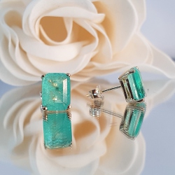 PENDIENTES ORO 18 KT. CUARZO ESMERALDA